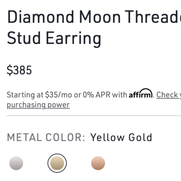 Maria Tash Diamond Moon Threaded Stud Earring 18K Yellow Gold 4.5mm - Picture 4 of 8